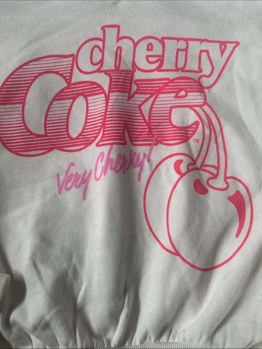 Coca Cola Cream Crewneck Sweatshirt with Pink Cherry Logo - Picture 2 of 5